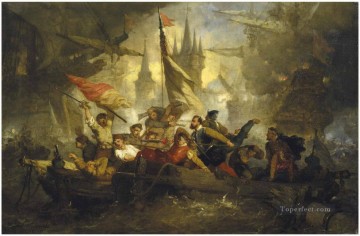 Hendrik Frans Schaefels Escena de batalla naval Batallas navales Pinturas al óleo